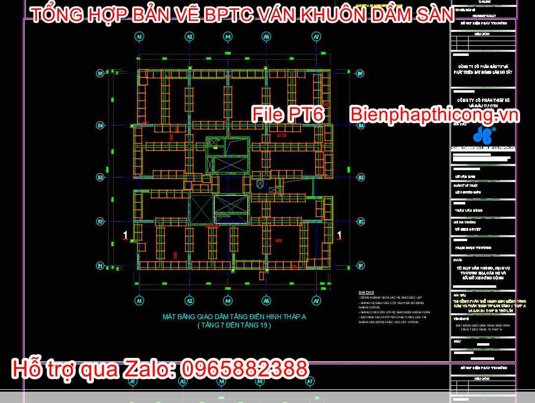 Mặt bằng giáo dầm sàn tầng điển hình cad.