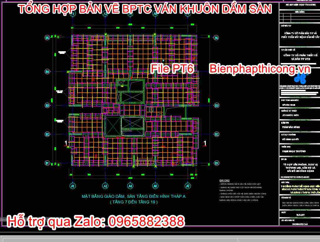 Mặt bằng giáo dầm sàn tầng điển hình cad.