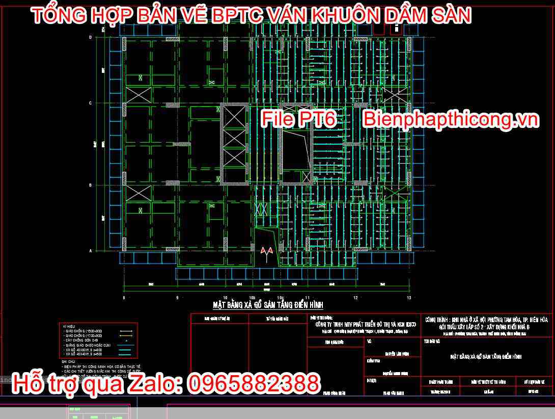 Mặt bằng xà hồ sàn tầng điển hình.